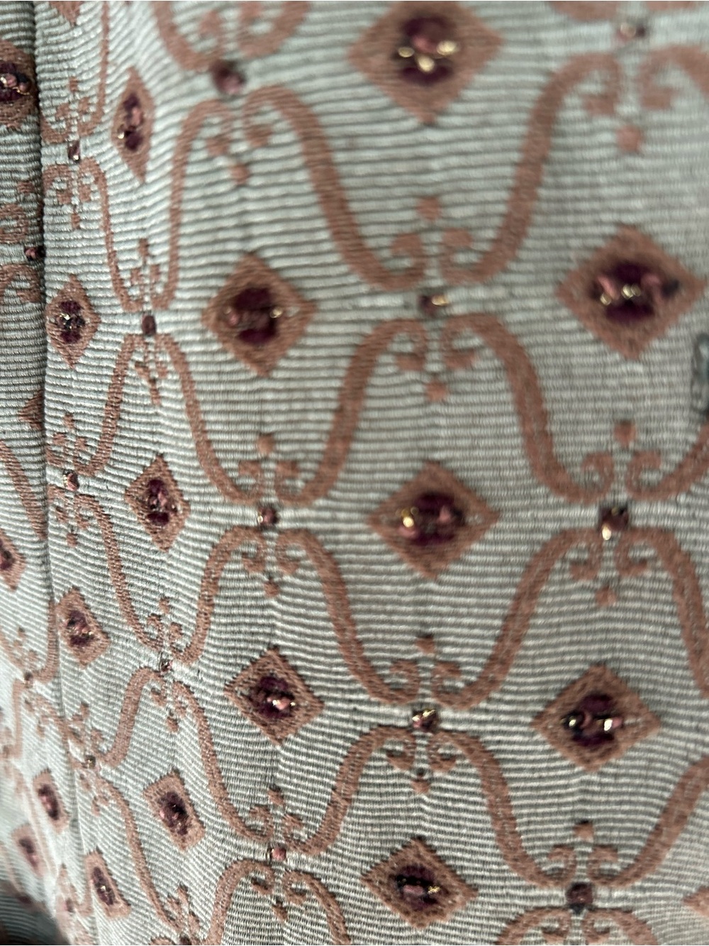Dalia Brocade Beaded Coat Taupe Vintage Inspired Size 12 - Picture 9 of 16